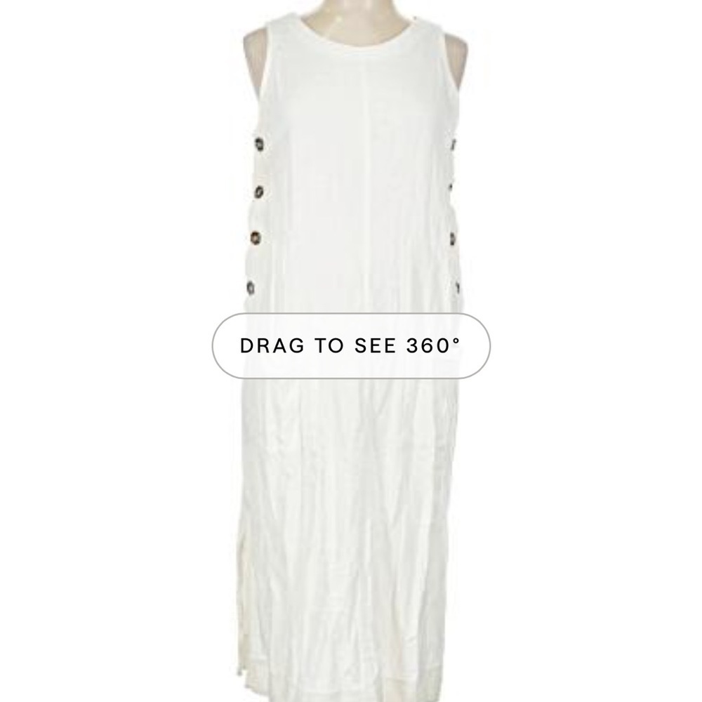 Peck & Peck White Sleeveless Midi Dress with Button Accents - Picture 5 of 9